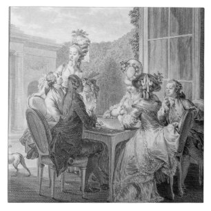 Azulejo De Cerâmica O partido de Whist, 1783, gravado por Jean Dambrun