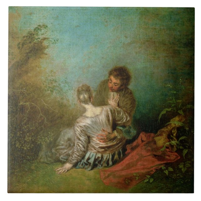 Azulejo De Cerâmica O pas de falso, c.1717 (óleo em canvas) (Frente)