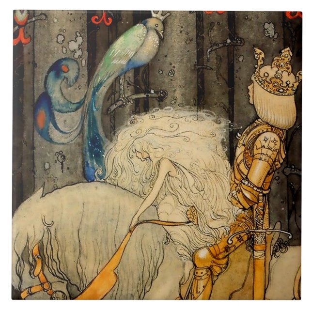 Azulejo De Cerâmica “O Pássaro Azul” por John Bauer (Frente)