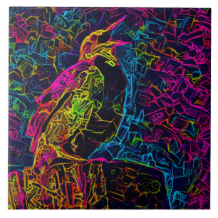 Azulejo De Cerâmica O pássaro Solitário 3