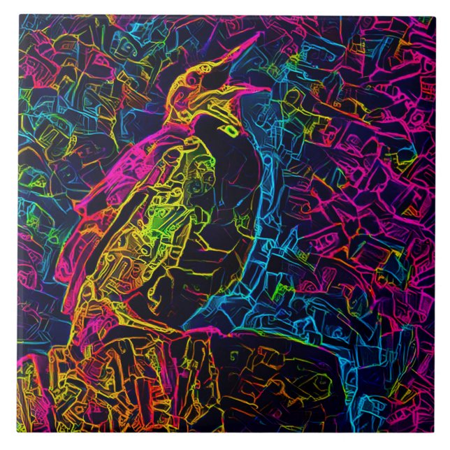 Azulejo De Cerâmica O pássaro Solitário 3 (Frente)