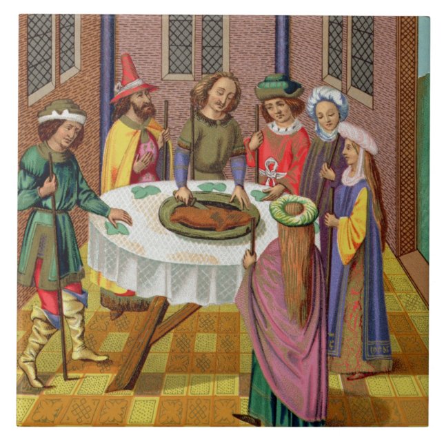 Azulejo De Cerâmica O Passover dos judeus, fac-símile de um século XV (Frente)