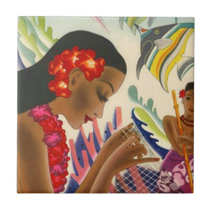 Azulejo De Cerâmica O peixe tropical das viagens vintage pesca o