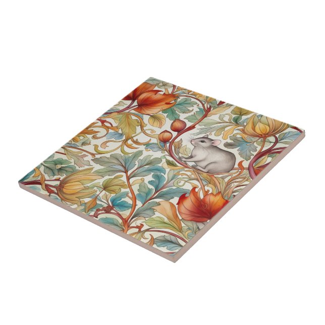 Azulejo De Cerâmica O pequeno rato nas folhas (Lateral)