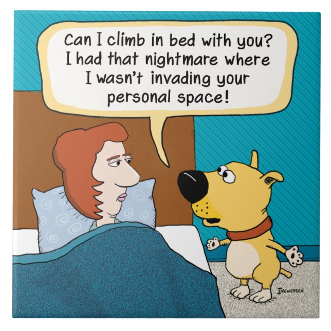 Azulejo De Cerâmica O pesadelo do cão engraçado (Frente)