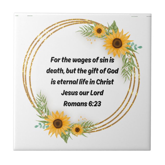 Azulejo De Cerâmica O presente de Grace Romans 6:23 (Frente)