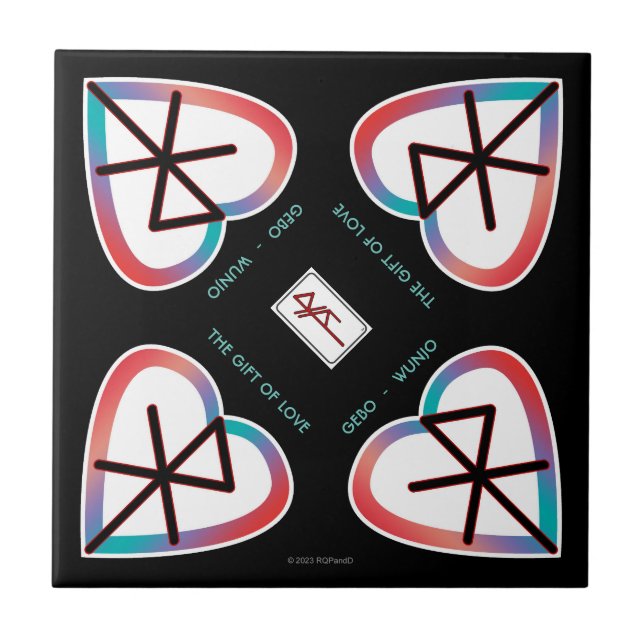 Azulejo De Cerâmica O presente do amor Bindrune (Frente)