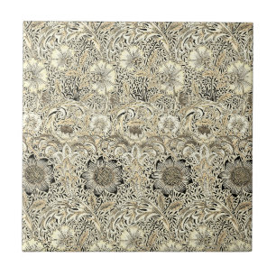 Azulejo De Cerâmica O preto amarelo-vivo William Morris's Corncockle