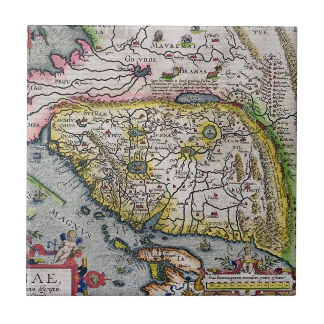 Azulejo De Cerâmica O primeiro atlas ocidental China | 1584 (Frente)