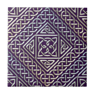 Azulejo De Cerâmica O quadrado roxo de prata dá forma ao teste padrã