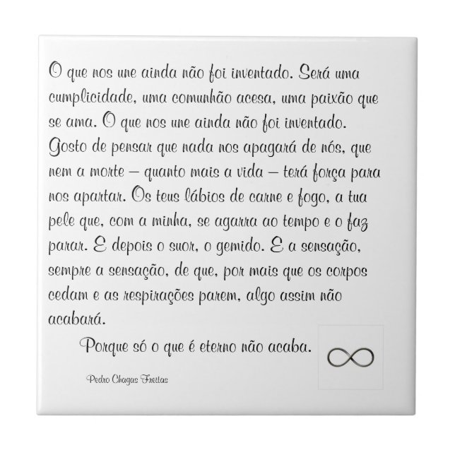 Azulejo De Cerâmica O que nos une ainda não foi inventado. (Frente)