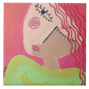 Azulejo De Cerâmica O quê? Retrato abstrato de uma Mulher