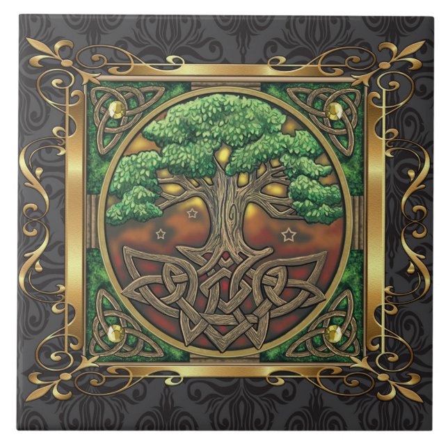 Azulejo De Cerâmica O ritual medieval de pedra da feitiçaria do templo (Frente)