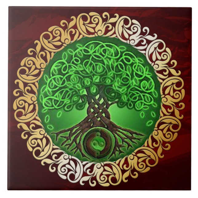 Azulejo De Cerâmica O ritual medieval vermelho da feitiçaria do rubi (Frente)