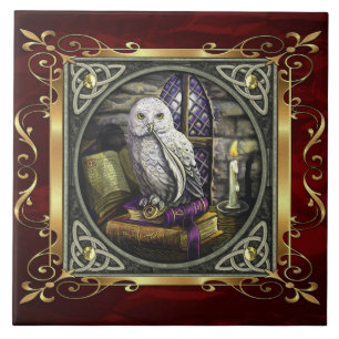 Azulejo De Cerâmica O ritual medieval vermelho da feitiçaria do rubi