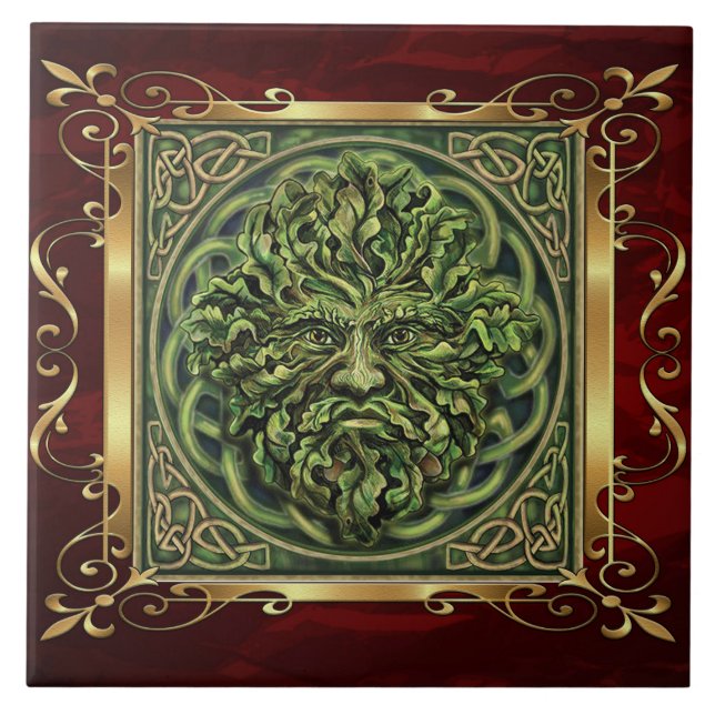 Azulejo De Cerâmica O ritual medieval vermelho da feitiçaria do rubi (Frente)