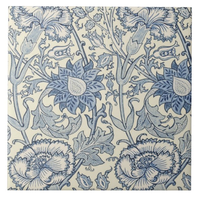 Azulejo De Cerâmica O rosa e aumentou por William Morris 1890 (Frente)