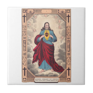 Azulejo De Cerâmica O Sagrado Coração de Jesus