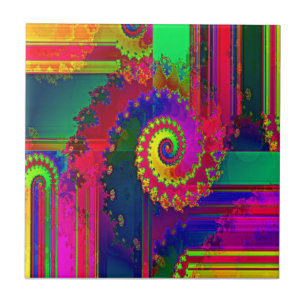 Azulejo De Cerâmica O sangramento colore o Fractal