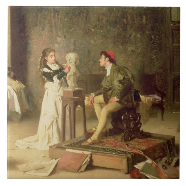 Azulejo De Cerâmica O Sculptress novo (óleo em canvas) (Frente)