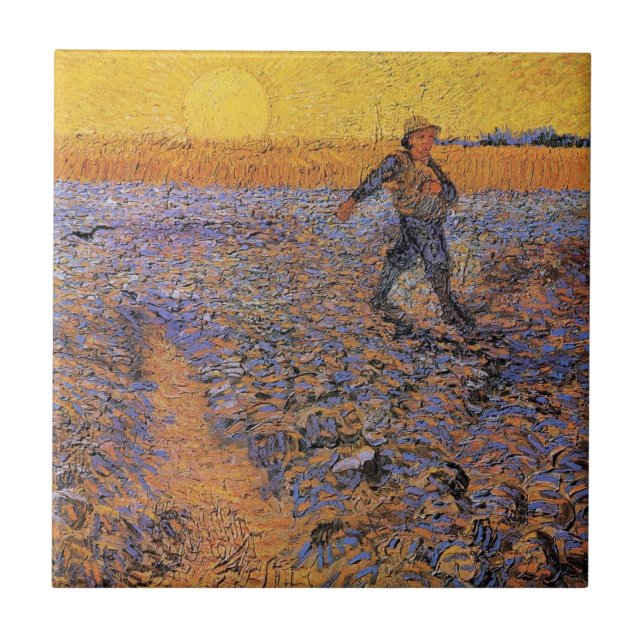 Azulejo De Cerâmica O Semeador por Vincent van Gogh (Frente)