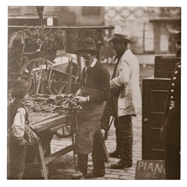 Azulejo De Cerâmica O serralheiro da rua, 'da vida de rua em London (Frente)