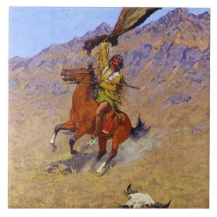 Azulejo De Cerâmica “O Sinal” Arte Ocidental por Frederic Remington