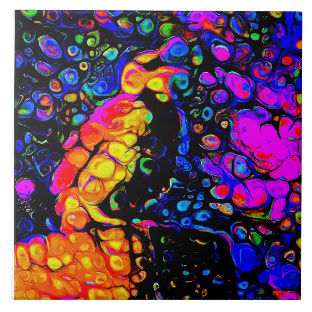 Azulejo De Cerâmica O Solitário Pássaro 4: Estilo de Arte Líquida (Frente)