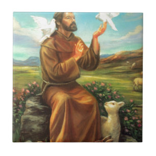 Azulejo De Cerâmica O T da Cheio-cor de St Francis, laço, caneca,