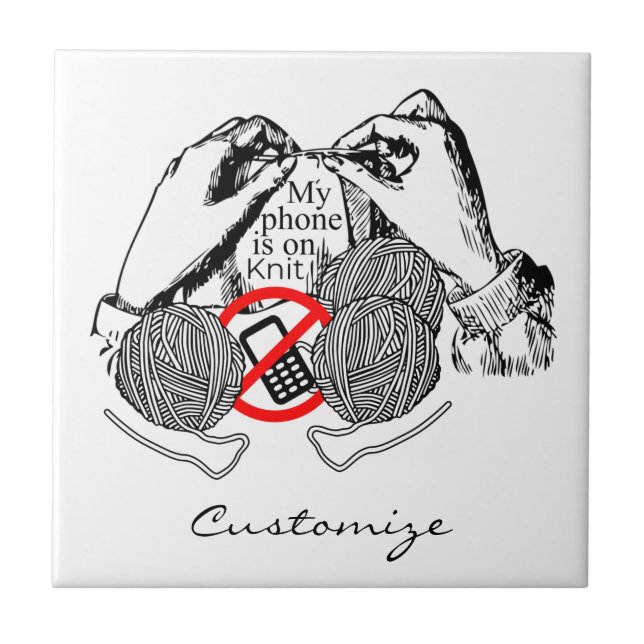 Azulejo De Cerâmica O telefone está no Knit Thunder_Cove (Frente)