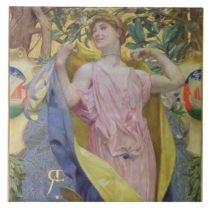 Azulejo De Cerâmica O toalete feminino (painel)