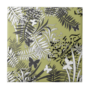 Azulejo De Cerâmica O trópico tropical sem emenda da palma da selva