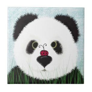 Azulejo De Cerâmica O Urso De Panda E O Ladybug