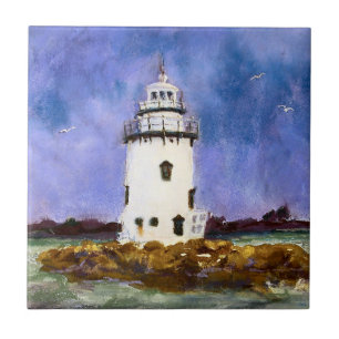 Azulejo De Cerâmica O velho farol de Saybrook Connecticut Maureen Gira