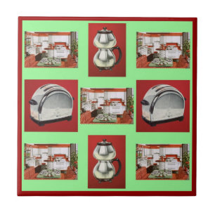 Azulejo De Cerâmica O verde retro GR vermelha dos dispositivos de