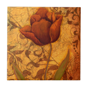 Azulejo De Cerâmica O vermelho floresce II