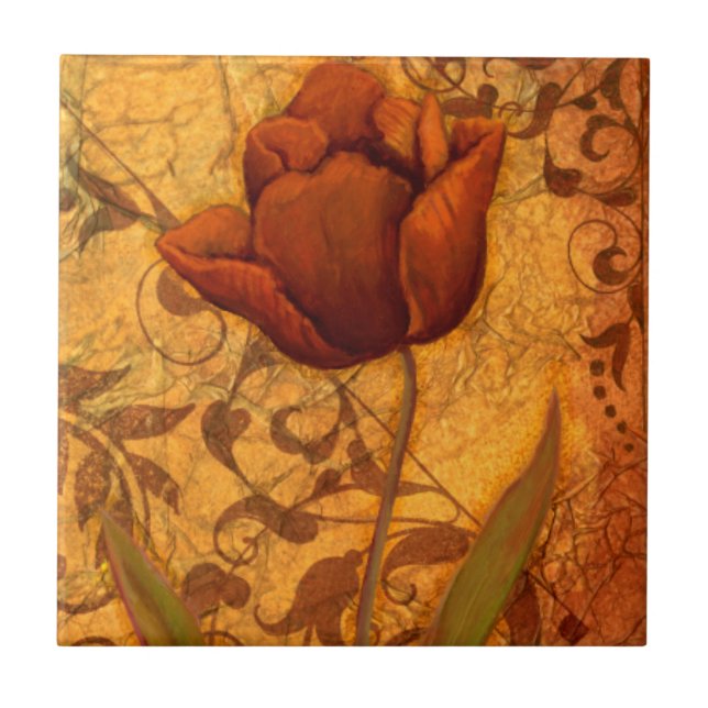 Azulejo De Cerâmica O vermelho floresce II (Frente)