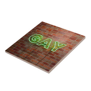 Azulejo De Cerâmica O vibrante neon-gay do SlipperyJoe com tijolos ver