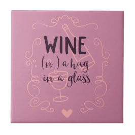 Azulejo De Cerâmica O vinho engraçado é um abraço em um vidro