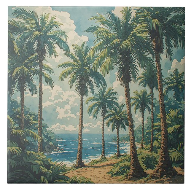 Azulejo De Cerâmica Oásis Tropical Costeiro (Frente)