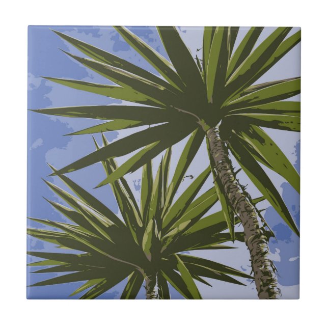 Azulejo De Cerâmica Oásis Tropical Palmeiras (Frente)
