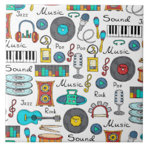 Azulejo De Cerâmica Objetos de música ilustrados