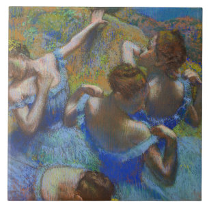 Azulejo De Cerâmica Obra-Prima de Arte Fina Azul de Degas Bailarinas P