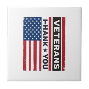 Azulejo De Cerâmica Obrigado Veteranos Design de Vetor de Bandeira Ang