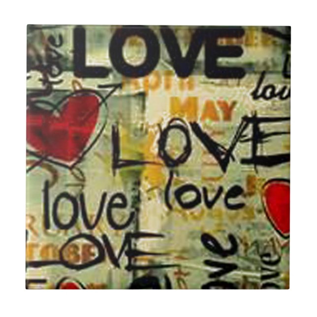 Azulejo De Cerâmica Obtenha pouco grafite do amor (Frente)