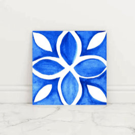 Azulejo De Cerâmica Ocean Bloom Portuguese Minimal Blue and White