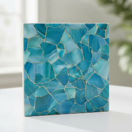 Azulejo De Cerâmica Ocean Teal Agate Gold Mosaic