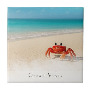 Azulejo De Cerâmica Ocean Vibes - Porta copos de praia personalizável
