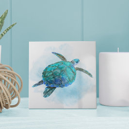 Azulejo De Cerâmica Oceano Costeiro Náutico de Tartaruga Marítima de C