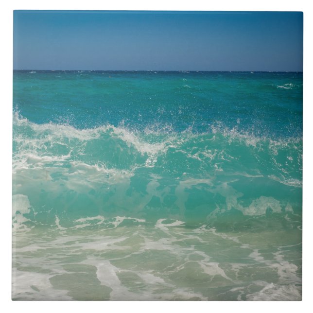 Azulejo De Cerâmica Oceano Ondas Marítimas Aqua Costeira Aqua Mar de P (Frente)